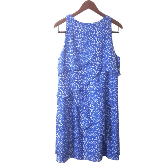 Ann Taylor Silk Chiffon Dress Fairy Polka Dot Ruffle Tiered Dainty Blue Size 14 - Picture 8 of 14